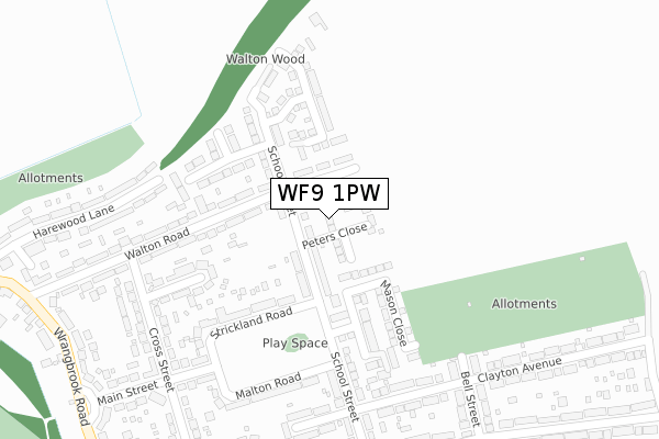 WF9 1PW map - large scale - OS Open Zoomstack (Ordnance Survey)