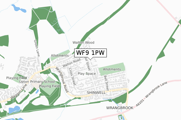 WF9 1PW map - small scale - OS Open Zoomstack (Ordnance Survey)