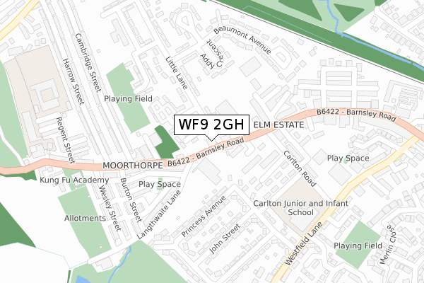 WF9 2GH map - large scale - OS Open Zoomstack (Ordnance Survey)