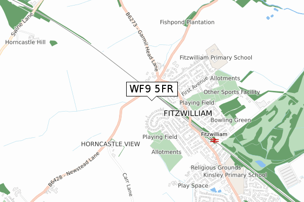 WF9 5FR map - small scale - OS Open Zoomstack (Ordnance Survey)