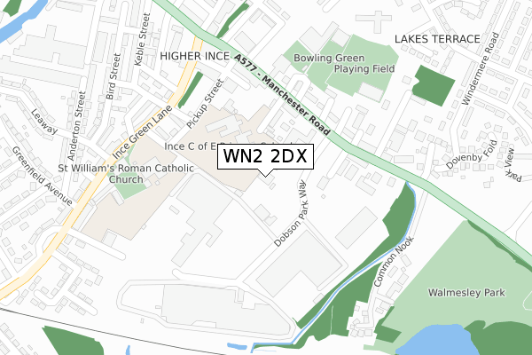 WN2 2DX map - large scale - OS Open Zoomstack (Ordnance Survey)