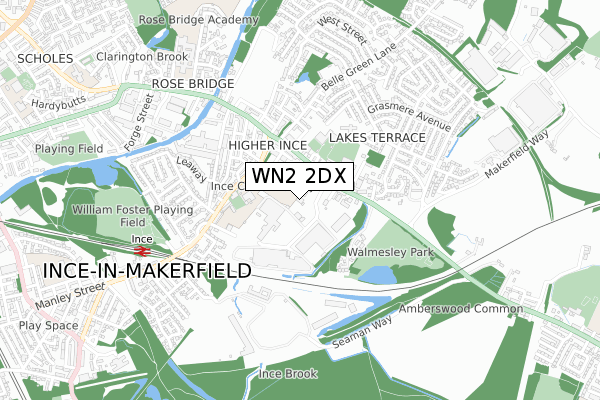 WN2 2DX map - small scale - OS Open Zoomstack (Ordnance Survey)