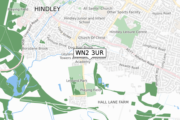 WN2 3UR map - small scale - OS Open Zoomstack (Ordnance Survey)