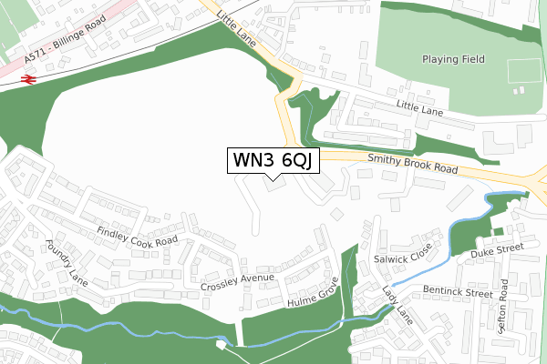 WN3 6QJ map - large scale - OS Open Zoomstack (Ordnance Survey)