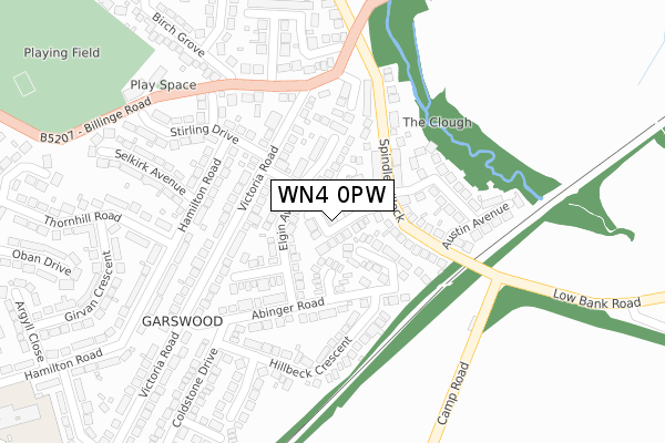 WN4 0PW map - large scale - OS Open Zoomstack (Ordnance Survey)