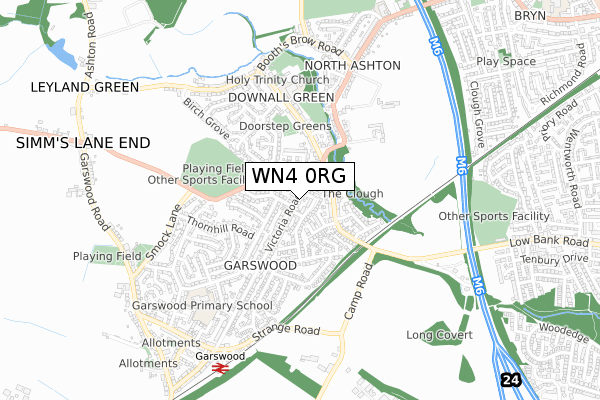 WN4 0RG map - small scale - OS Open Zoomstack (Ordnance Survey)