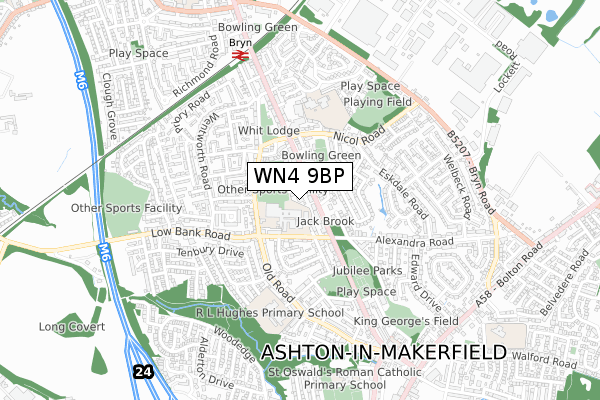 WN4 9BP map - small scale - OS Open Zoomstack (Ordnance Survey)