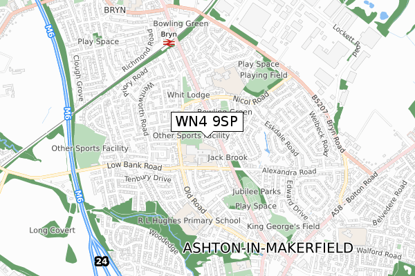 WN4 9SP map - small scale - OS Open Zoomstack (Ordnance Survey)