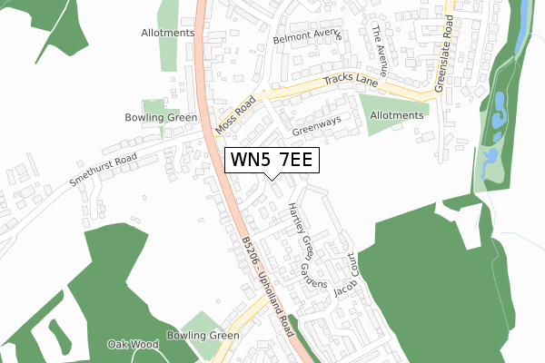 WN5 7EE map - large scale - OS Open Zoomstack (Ordnance Survey)