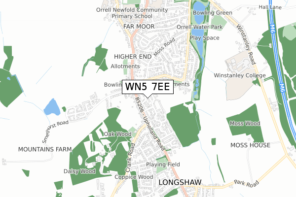 WN5 7EE map - small scale - OS Open Zoomstack (Ordnance Survey)