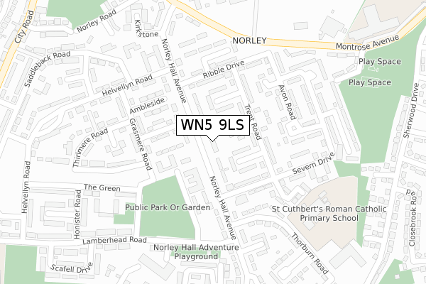 WN5 9LS map - large scale - OS Open Zoomstack (Ordnance Survey)