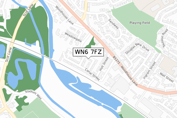 WN6 7FZ map - large scale - OS Open Zoomstack (Ordnance Survey)