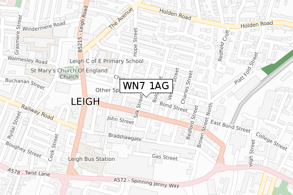 WN7 1AG map - large scale - OS Open Zoomstack (Ordnance Survey)