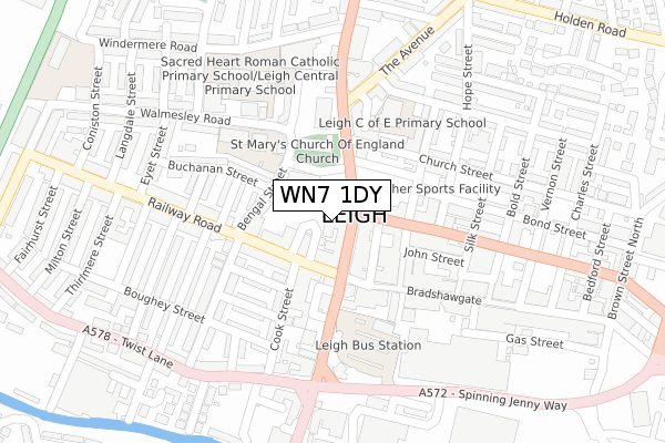 WN7 1DY map - large scale - OS Open Zoomstack (Ordnance Survey)