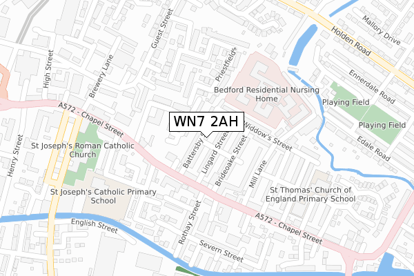 WN7 2AH map - large scale - OS Open Zoomstack (Ordnance Survey)