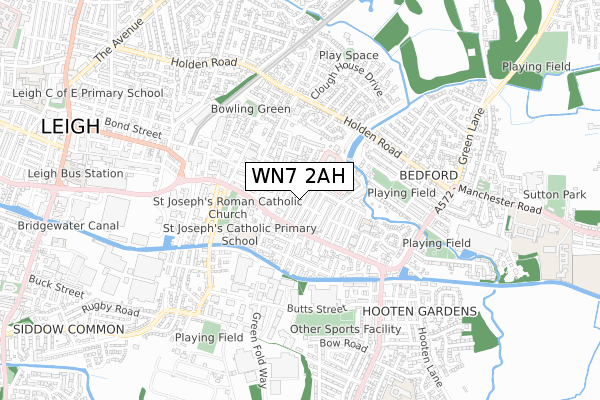 WN7 2AH map - small scale - OS Open Zoomstack (Ordnance Survey)