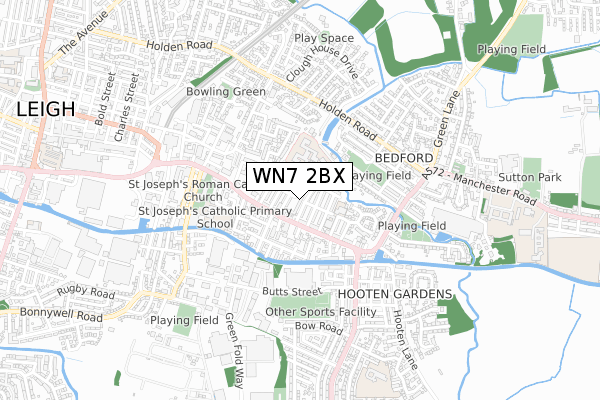 WN7 2BX map - small scale - OS Open Zoomstack (Ordnance Survey)