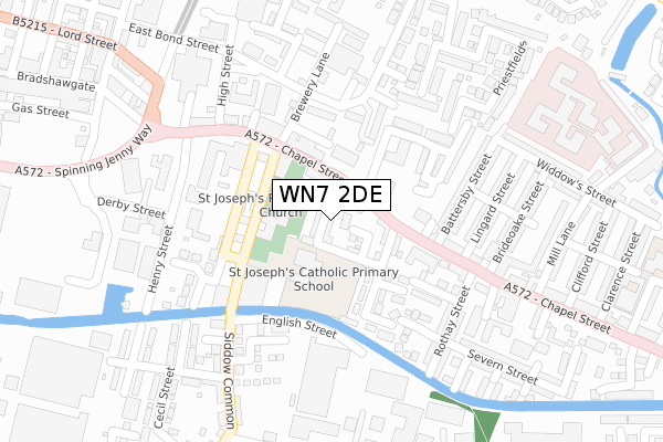 WN7 2DE map - large scale - OS Open Zoomstack (Ordnance Survey)