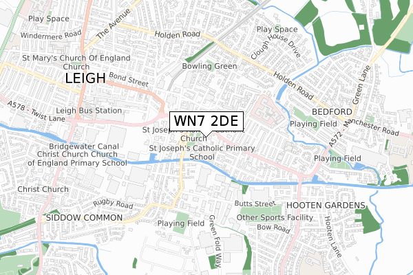 WN7 2DE map - small scale - OS Open Zoomstack (Ordnance Survey)