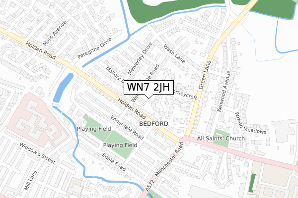 WN7 2JH map - large scale - OS Open Zoomstack (Ordnance Survey)