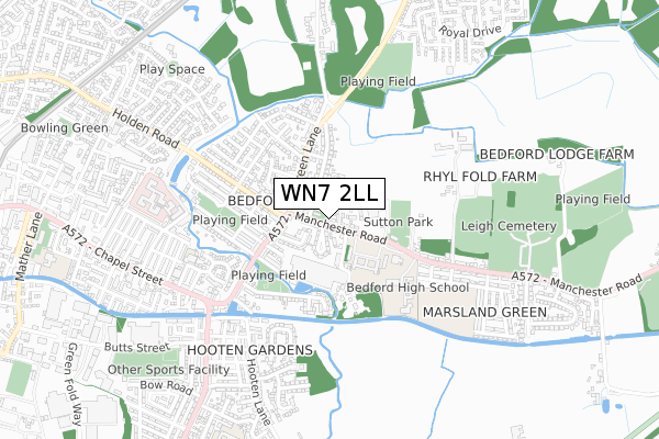 WN7 2LL map - small scale - OS Open Zoomstack (Ordnance Survey)