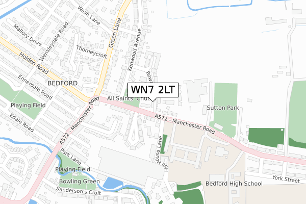 WN7 2LT map - large scale - OS Open Zoomstack (Ordnance Survey)