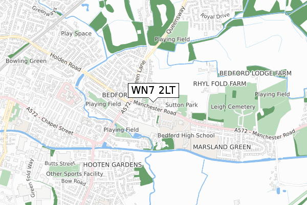 WN7 2LT map - small scale - OS Open Zoomstack (Ordnance Survey)