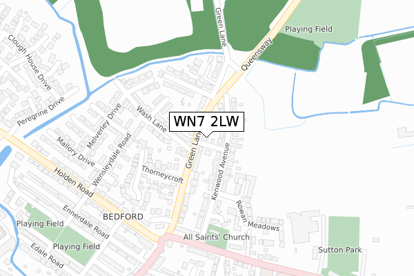 WN7 2LW map - large scale - OS Open Zoomstack (Ordnance Survey)