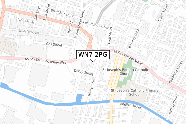 WN7 2PG map - large scale - OS Open Zoomstack (Ordnance Survey)