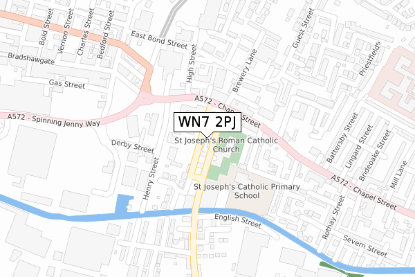 WN7 2PJ map - large scale - OS Open Zoomstack (Ordnance Survey)