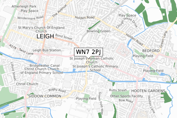 WN7 2PJ map - small scale - OS Open Zoomstack (Ordnance Survey)