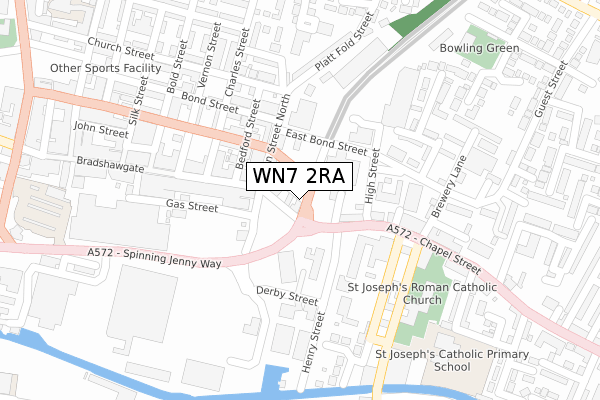 WN7 2RA map - large scale - OS Open Zoomstack (Ordnance Survey)