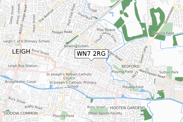 WN7 2RG map - small scale - OS Open Zoomstack (Ordnance Survey)