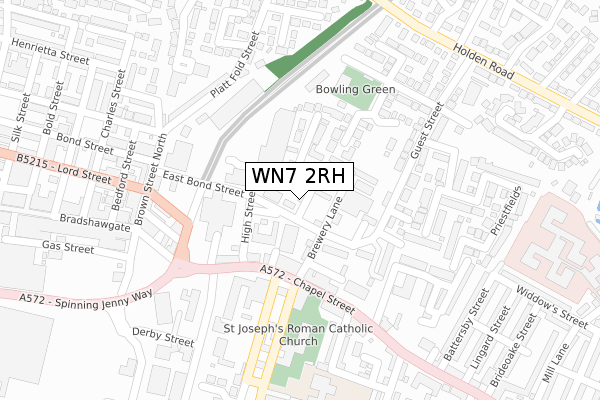 WN7 2RH map - large scale - OS Open Zoomstack (Ordnance Survey)