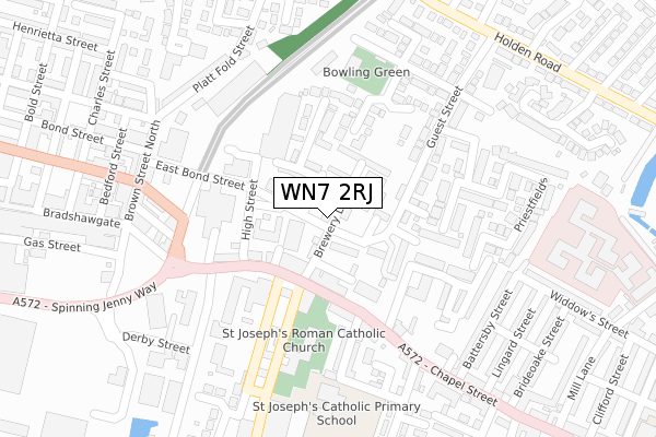 WN7 2RJ map - large scale - OS Open Zoomstack (Ordnance Survey)