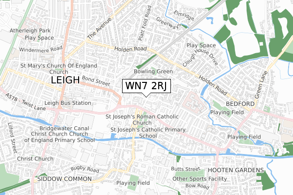 WN7 2RJ map - small scale - OS Open Zoomstack (Ordnance Survey)