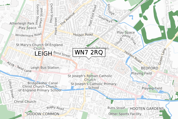 WN7 2RQ map - small scale - OS Open Zoomstack (Ordnance Survey)