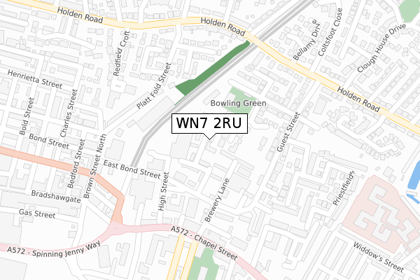 WN7 2RU map - large scale - OS Open Zoomstack (Ordnance Survey)