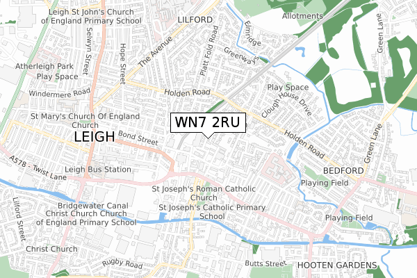 WN7 2RU map - small scale - OS Open Zoomstack (Ordnance Survey)