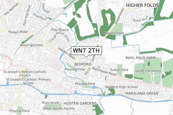 WN7 2TH map - small scale - OS Open Zoomstack (Ordnance Survey)