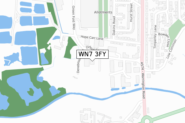 WN7 3FY map - large scale - OS Open Zoomstack (Ordnance Survey)