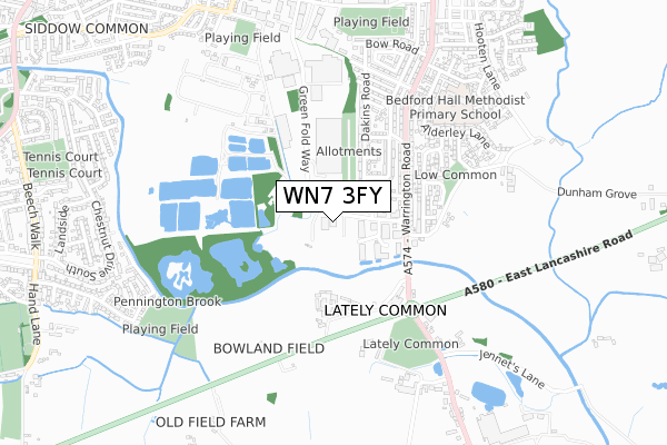 WN7 3FY map - small scale - OS Open Zoomstack (Ordnance Survey)