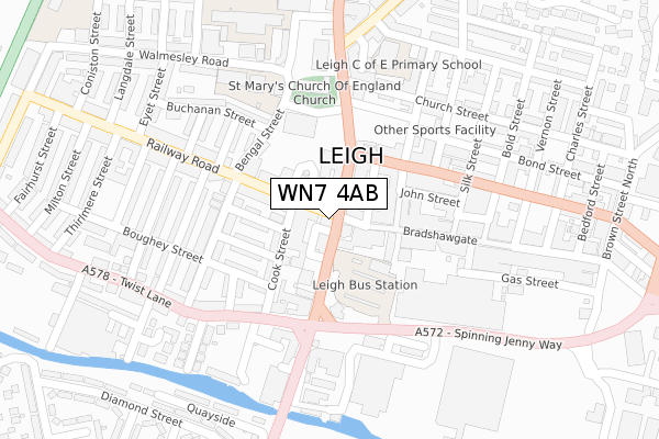 WN7 4AB map - large scale - OS Open Zoomstack (Ordnance Survey)