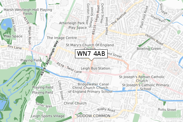 WN7 4AB map - small scale - OS Open Zoomstack (Ordnance Survey)