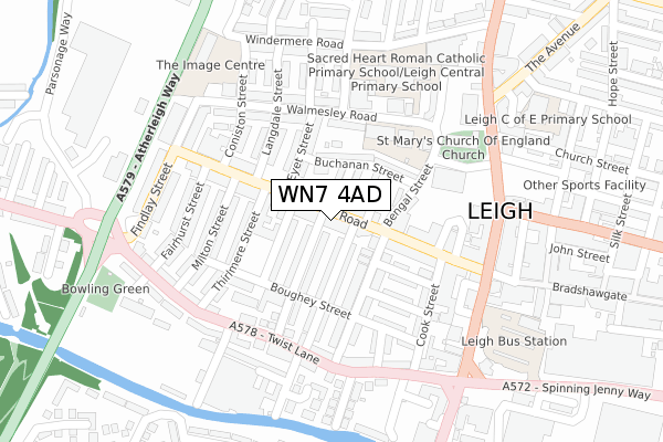 WN7 4AD map - large scale - OS Open Zoomstack (Ordnance Survey)