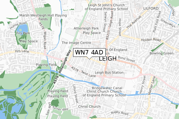 WN7 4AD map - small scale - OS Open Zoomstack (Ordnance Survey)