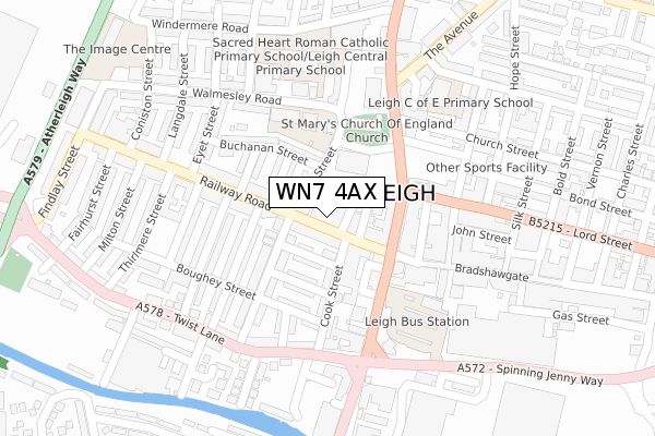 WN7 4AX map - large scale - OS Open Zoomstack (Ordnance Survey)