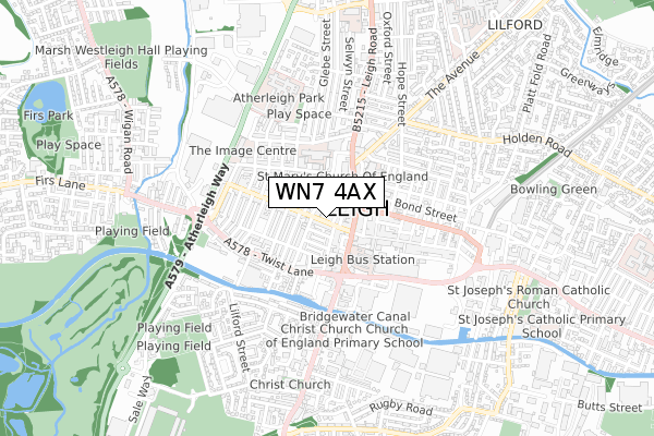 WN7 4AX map - small scale - OS Open Zoomstack (Ordnance Survey)