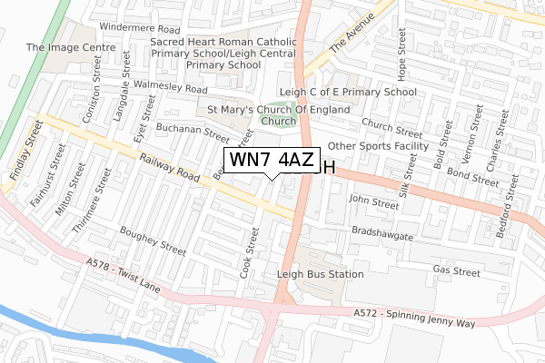 WN7 4AZ map - large scale - OS Open Zoomstack (Ordnance Survey)