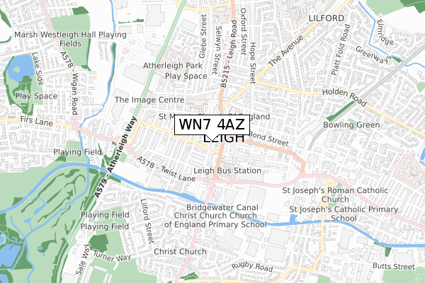 WN7 4AZ map - small scale - OS Open Zoomstack (Ordnance Survey)